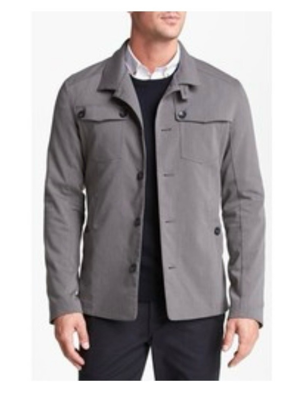 Men's NAU Gray Tech Gear Military-Style Button Front Jacket Blazer Size Medium